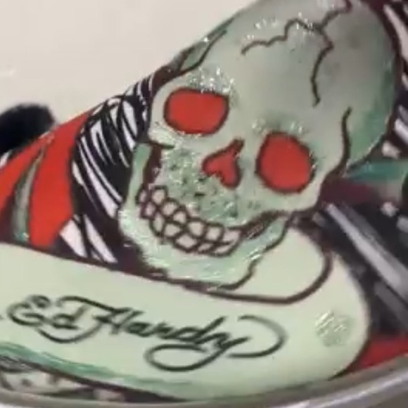 Ed Hardy Snake Button up Shirt Size XXL &🟢skull cap+slip-in’s Sz13 - Picture 7 of 17